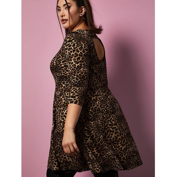 Betsey Johnson x Torrid Leopard Ponte Skater Dress - Picture 3 of 4